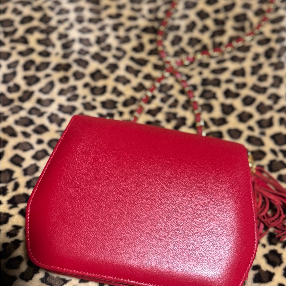 Chanel Red Leather Crossbody Bag with Tassel - Picture 5 of 5